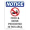 Signmission OSHA Notice, 7" Height, Food And Drink Prohibited Sign With Symbol, 7" X 5", Portrait OS-NS-D-57-V-12817 - alternate 1
